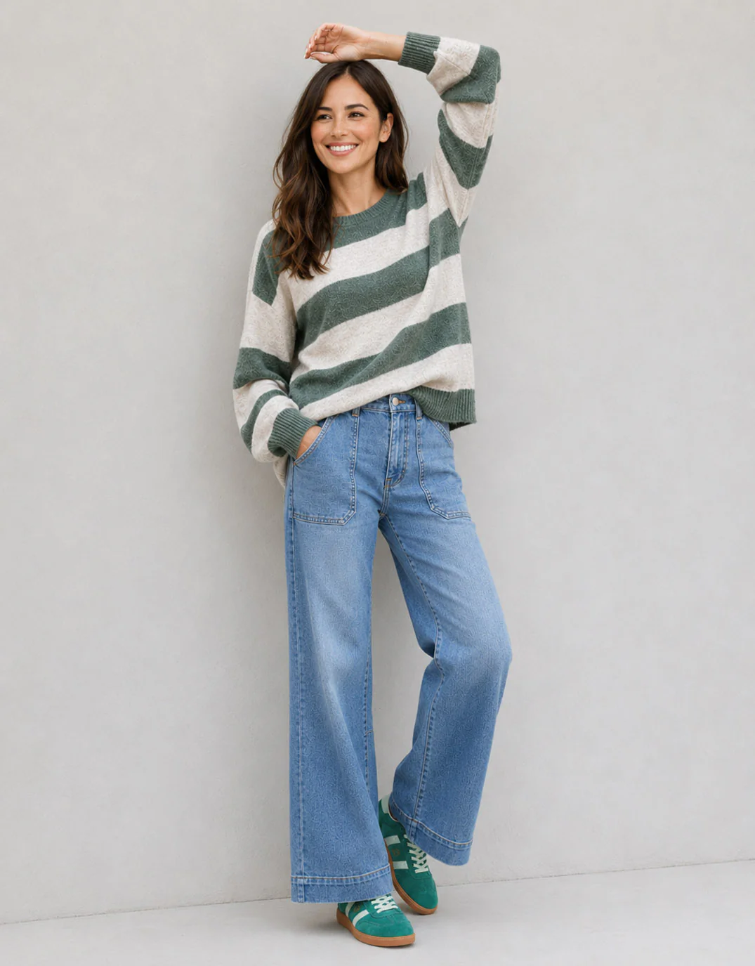 Frankie Knit - Green/Latte Stripe - Image 2