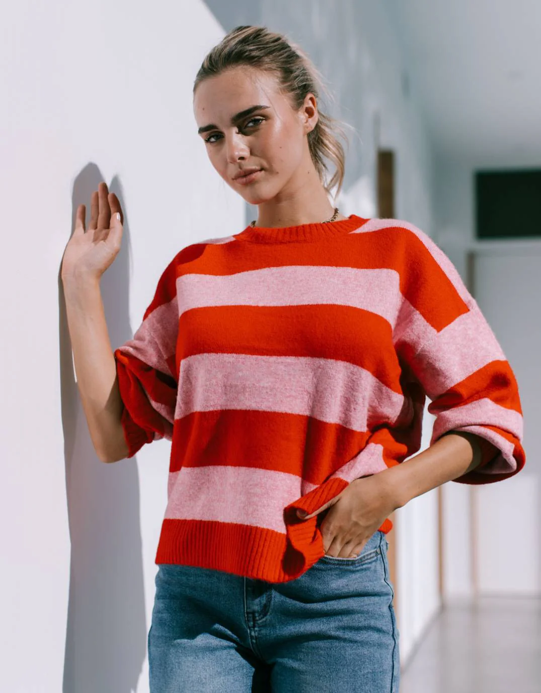 Frankie Stripe Knit - Red/Pink
