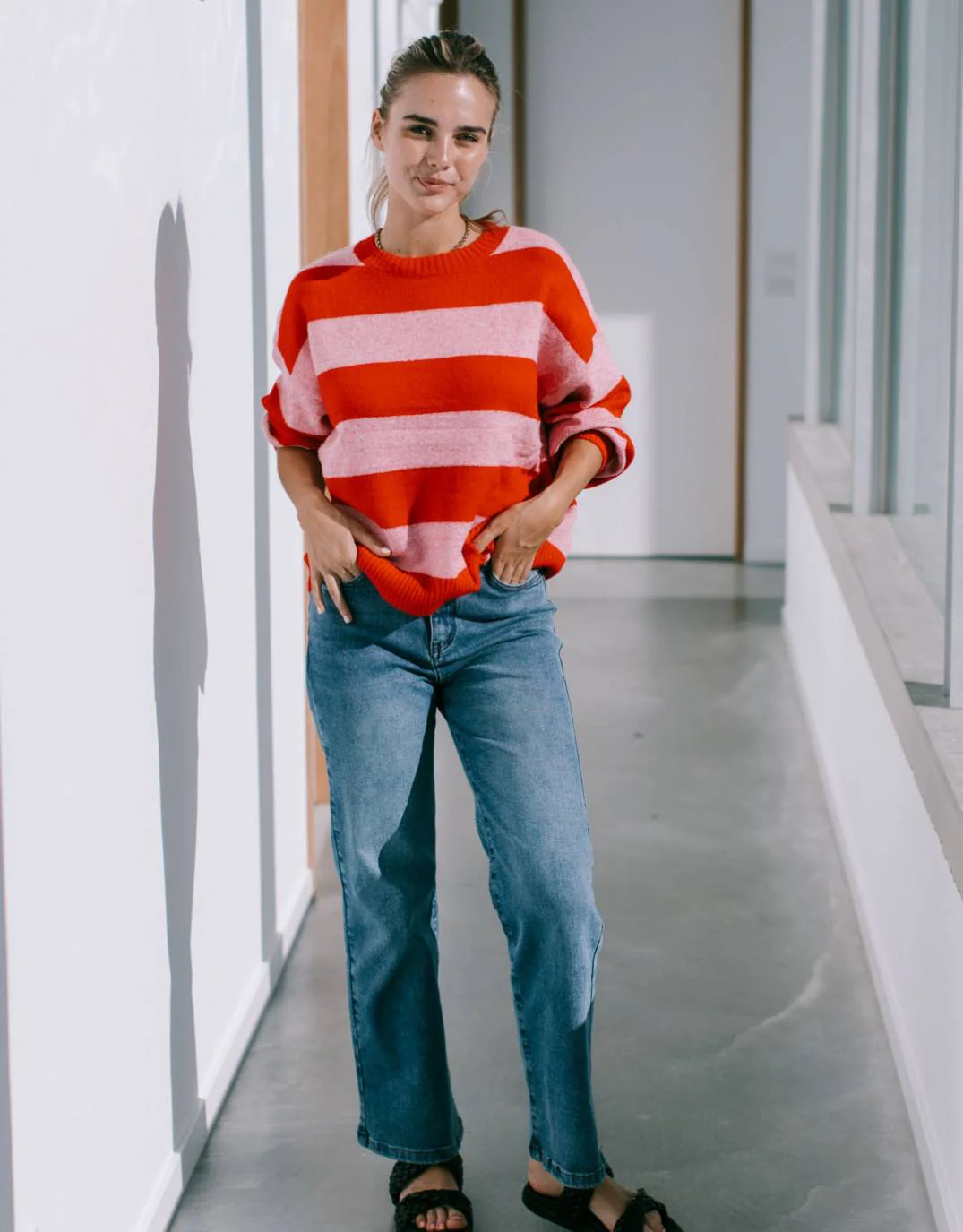 Frankie Stripe Knit - Red/Pink - Image 2