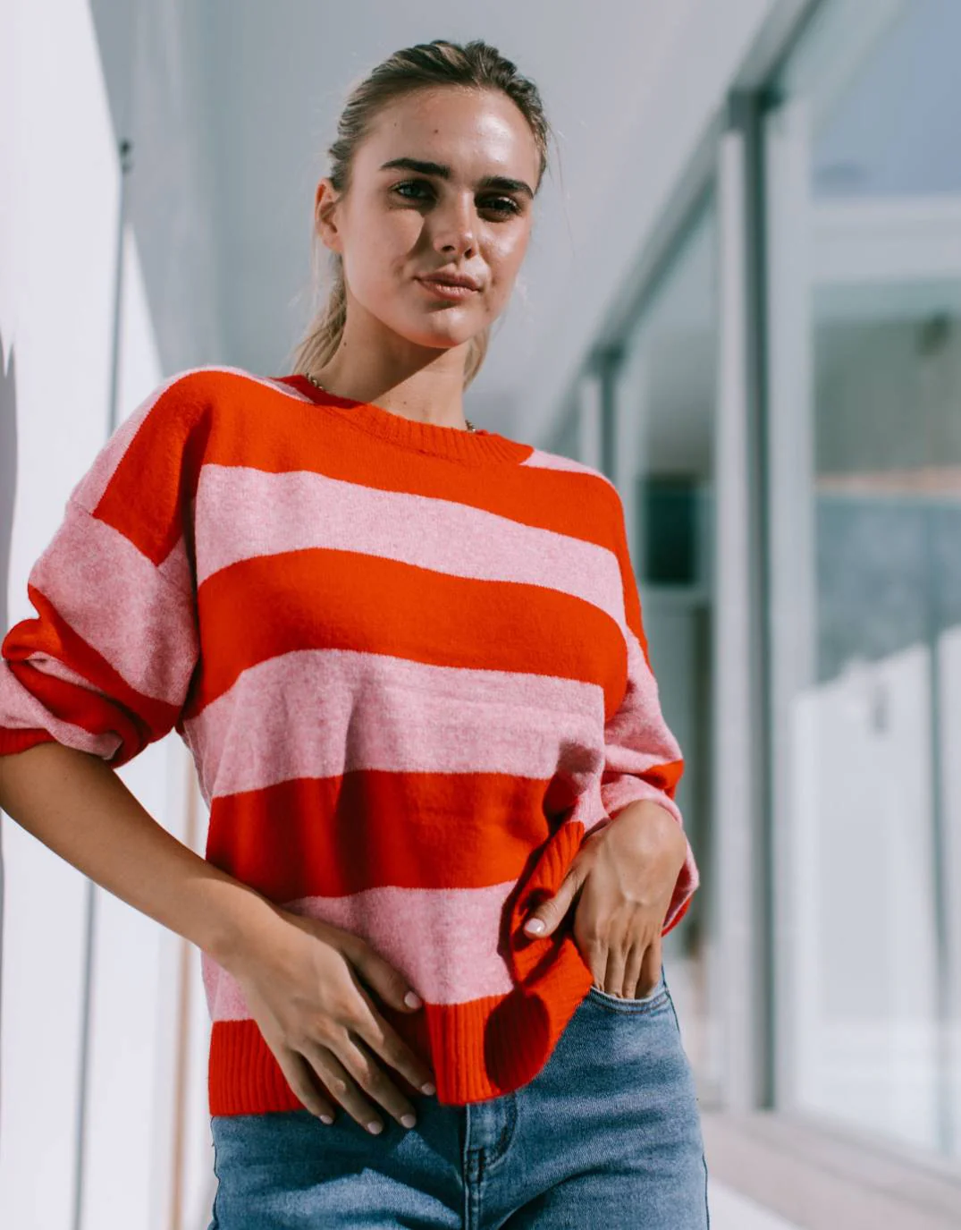 Frankie Stripe Knit - Red/Pink - Image 3