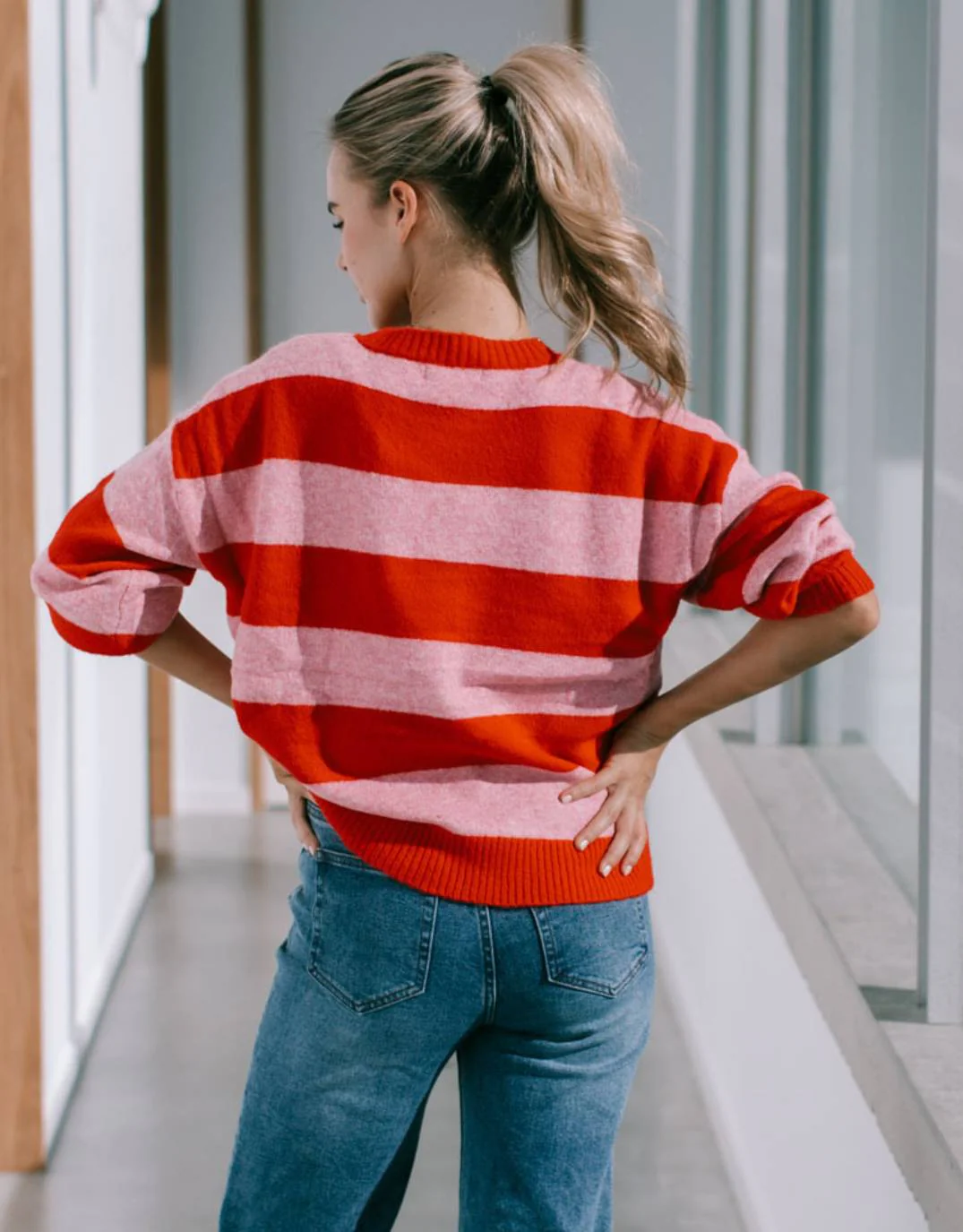 Frankie Stripe Knit - Red/Pink - Image 4