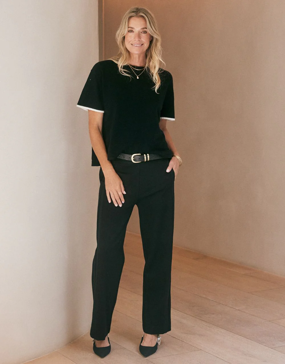 Frenchie Cotton Cashmere Tee - Black - Image 4