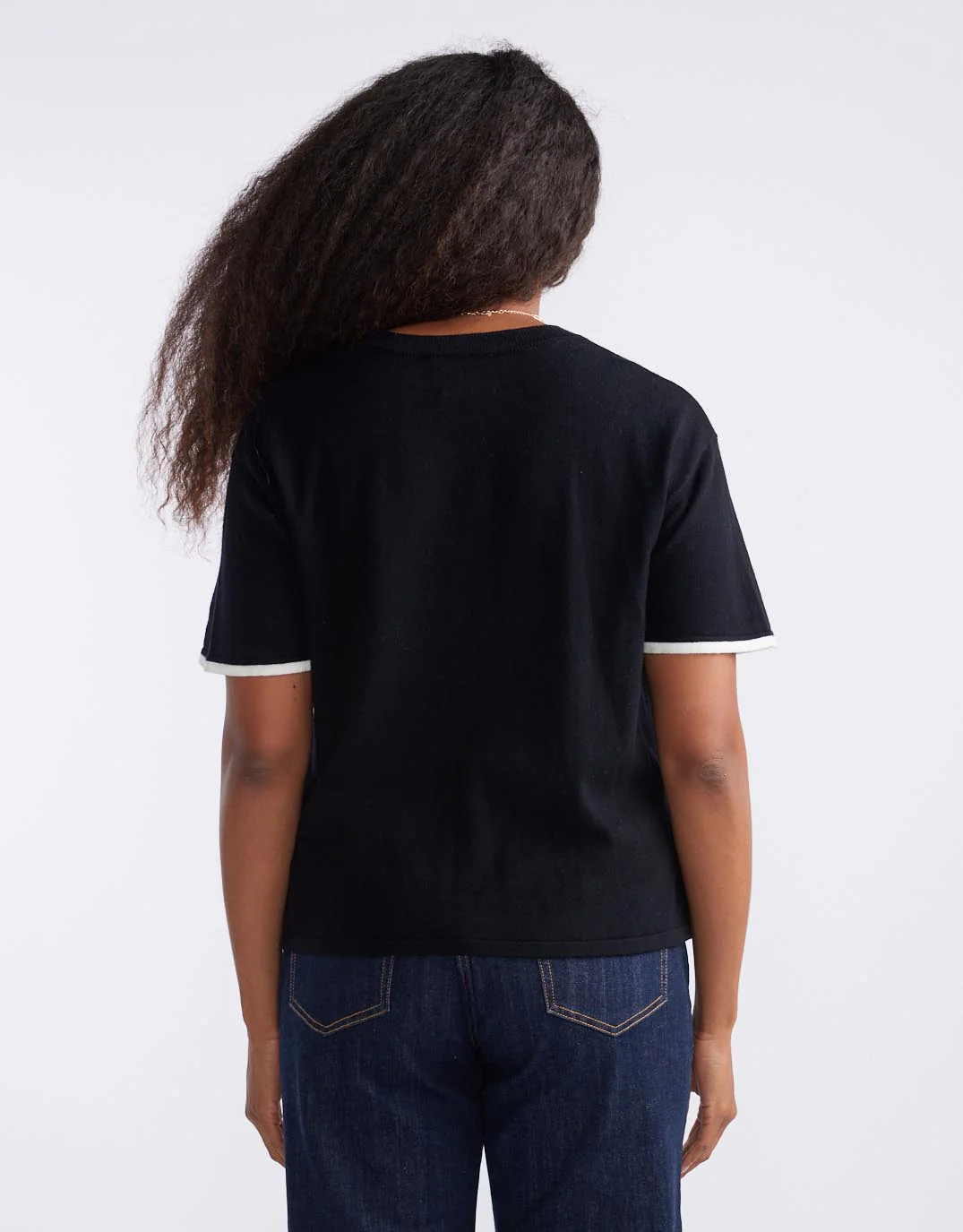 Frenchie Cotton Cashmere Tee - Black - Image 9