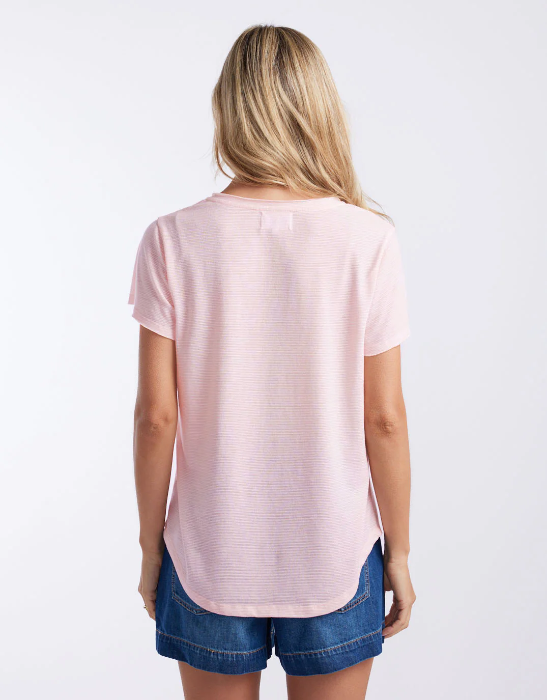 Gelati Stripe Vee Neck Tee - Ice Pink Stripe - Image 6
