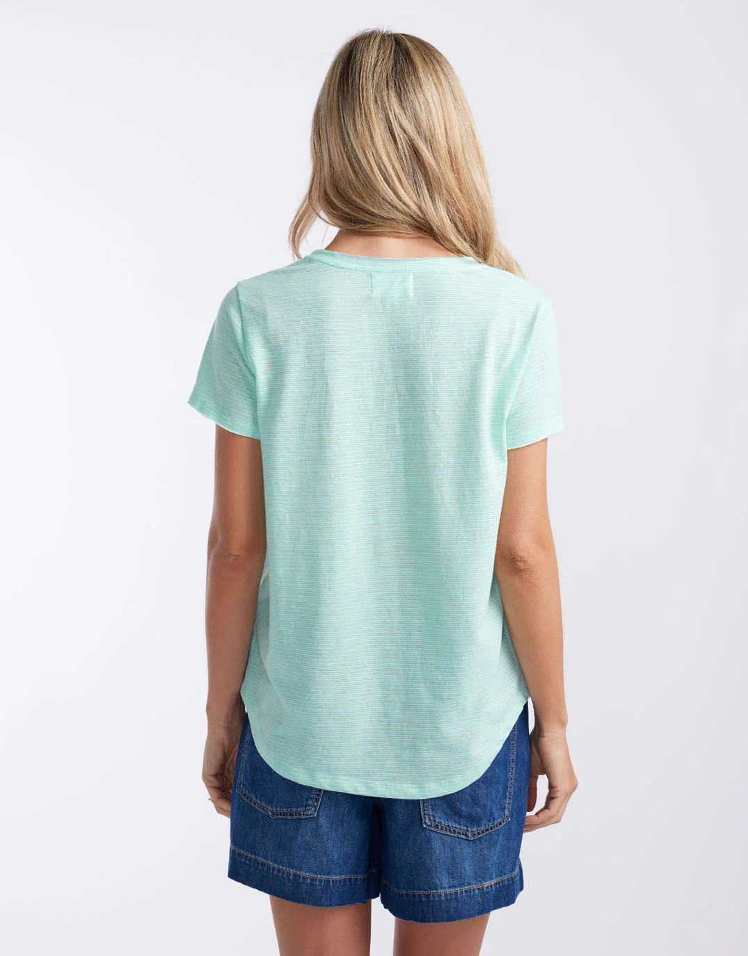 Gelati Stripe Vee Neck Tee - Seaglass - Image 9