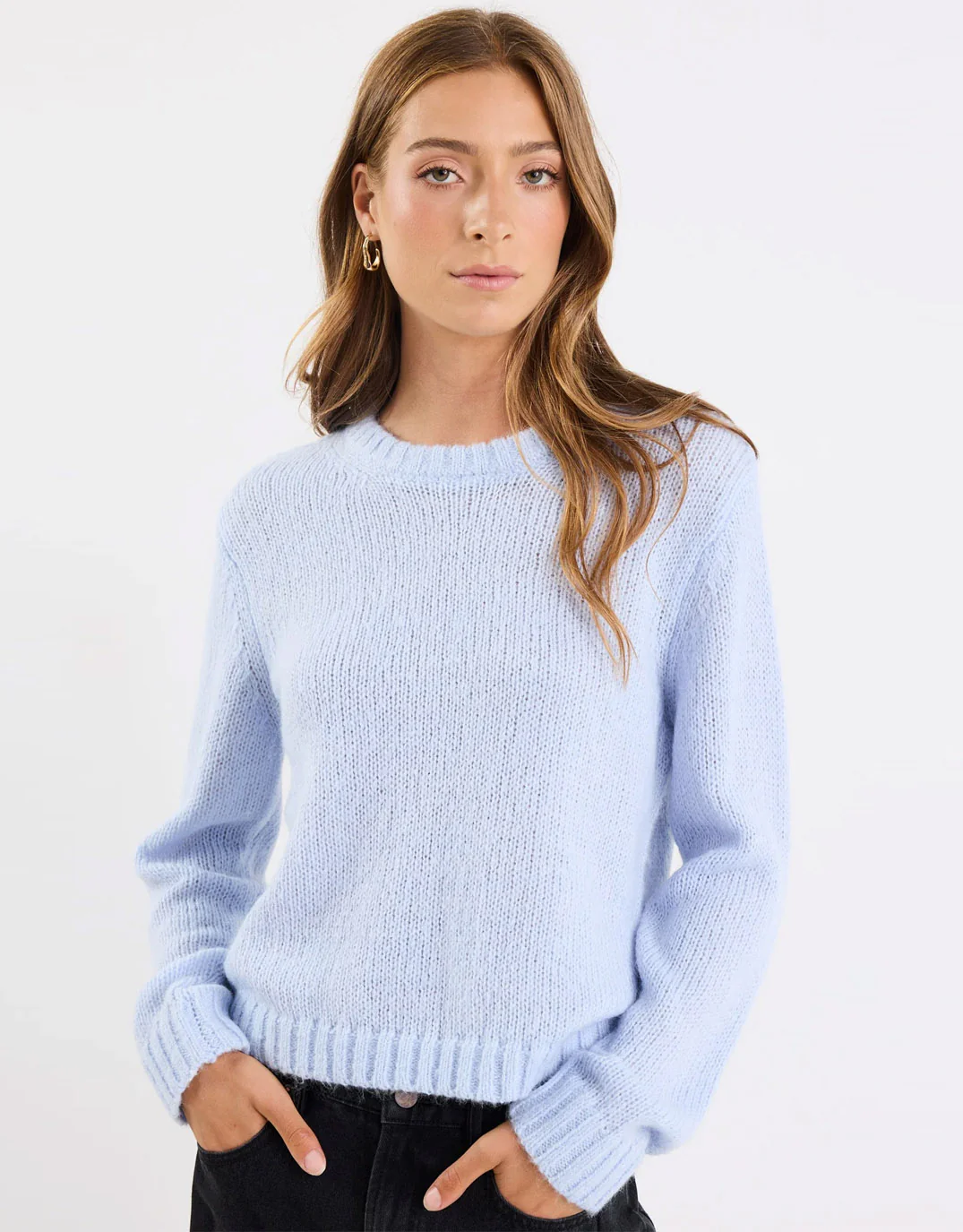 Genuine Crewneck Fluffy Long Sleeve Jumper - Ice Blue