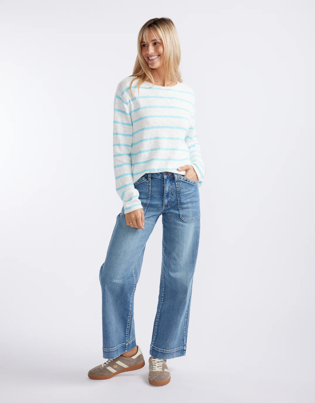 Harper Sweater- White/Ice Blue - Image 2