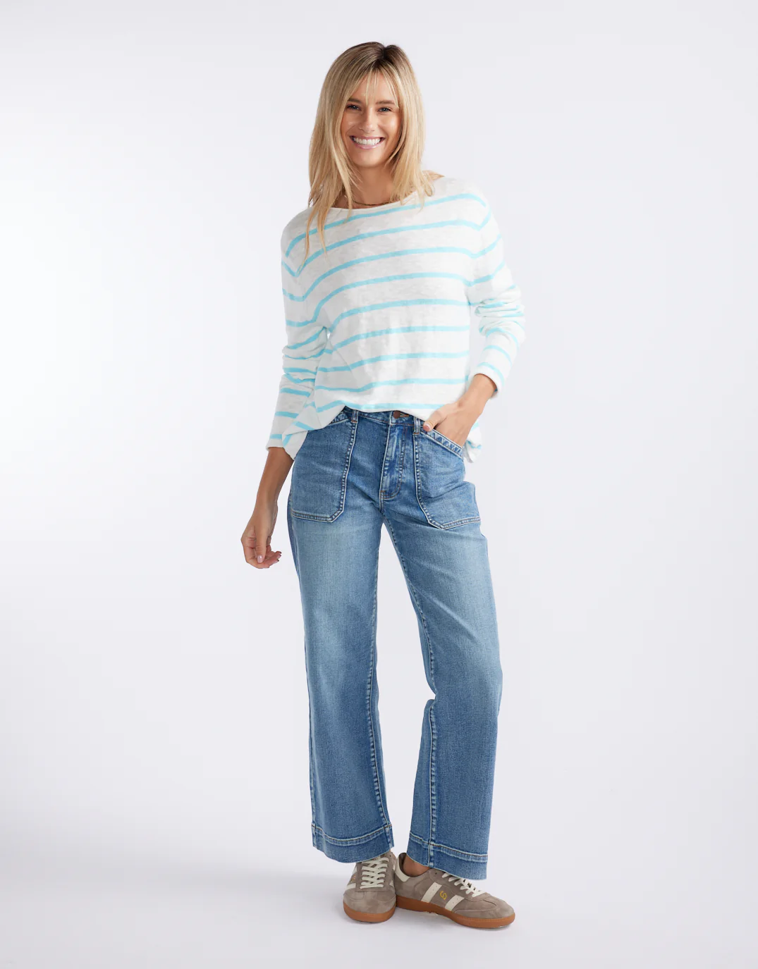 Harper Sweater- White/Ice Blue - Image 3