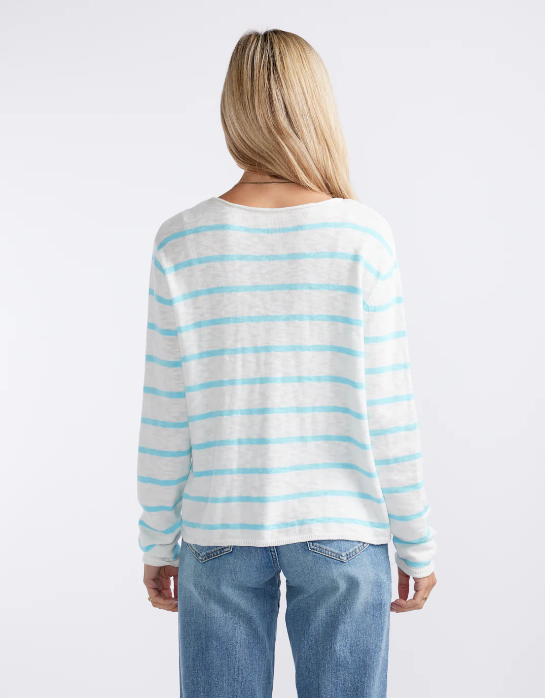 Harper Sweater- White/Ice Blue - Image 4