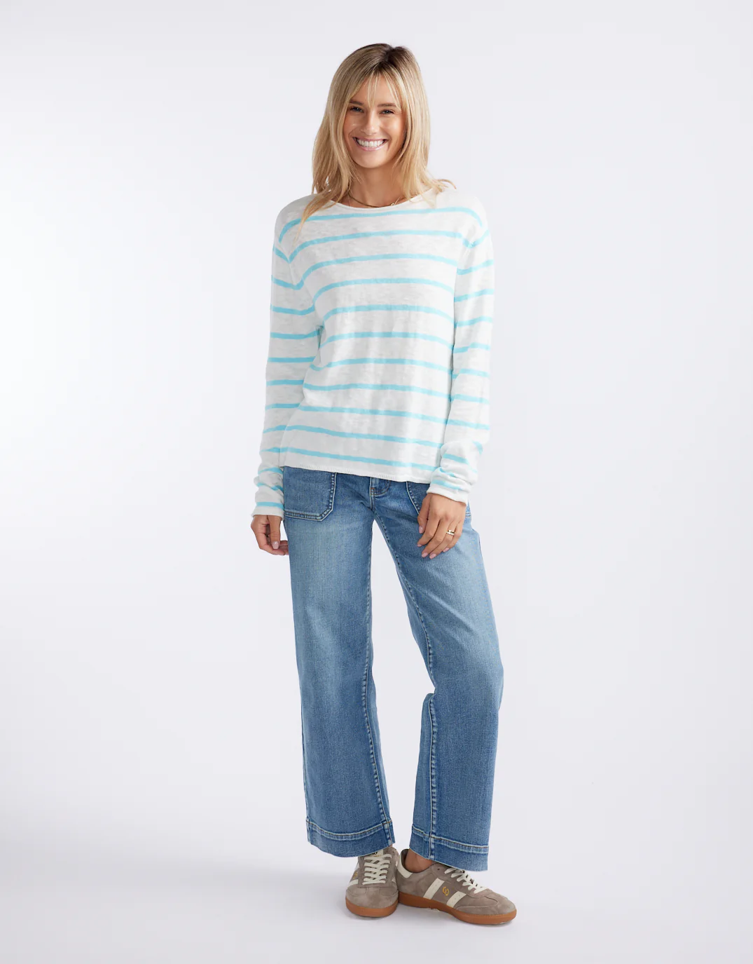 Harper Sweater- White/Ice Blue - Image 5