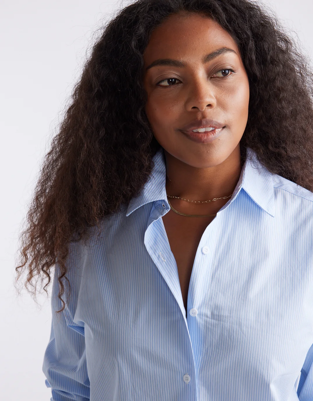 Hayley Classic Shirt - Blue Thin Stripe - Image 4