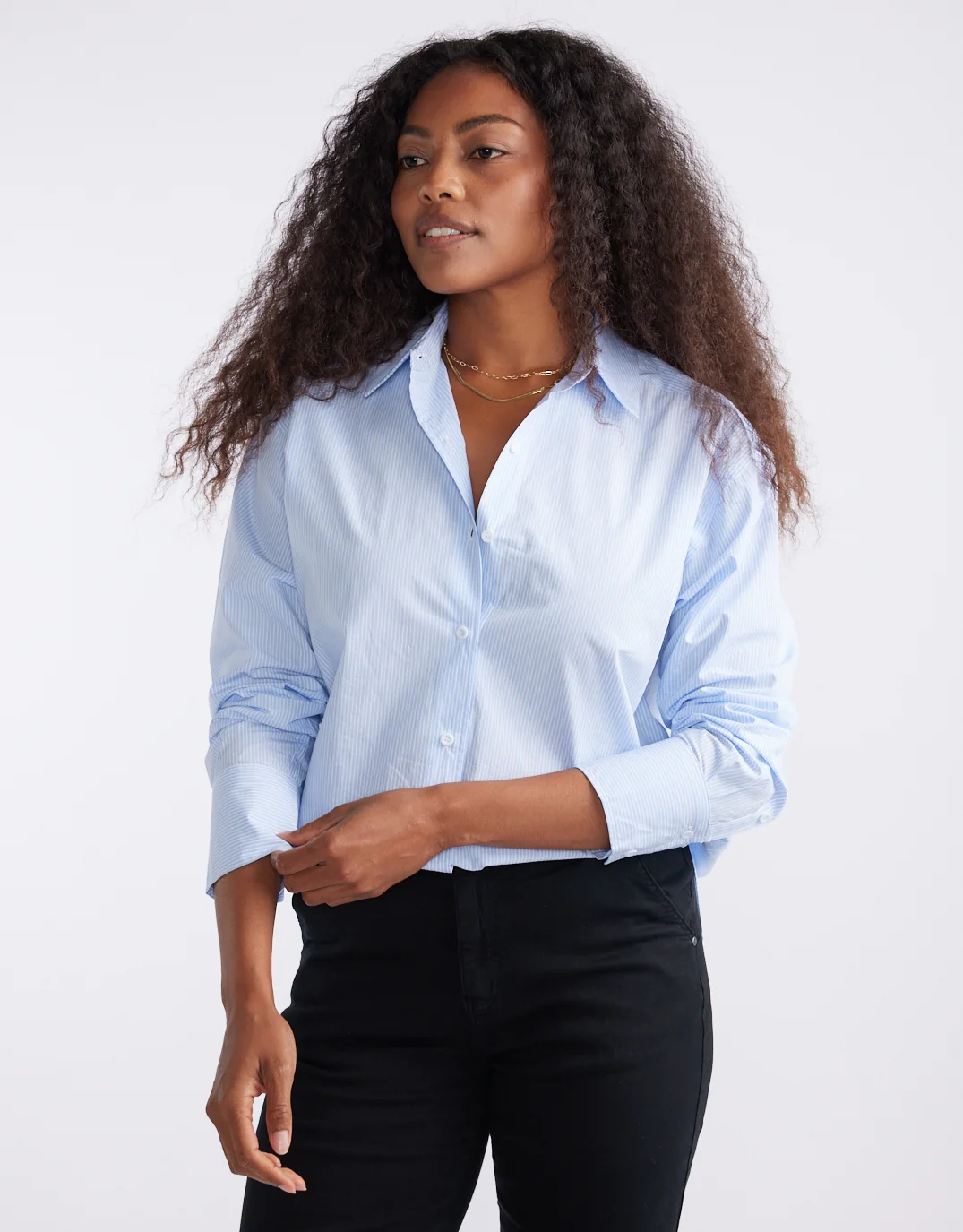 Hayley Classic Shirt - Blue Thin Stripe - Image 6