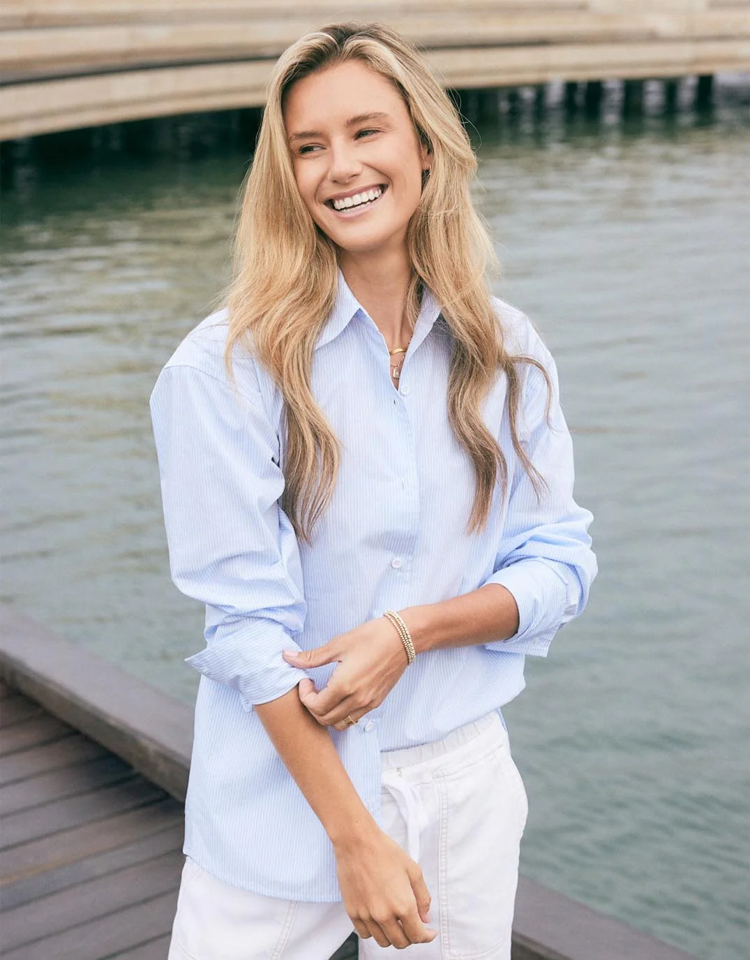 Hayley Classic Shirt - Blue Thin Stripe - Image 8