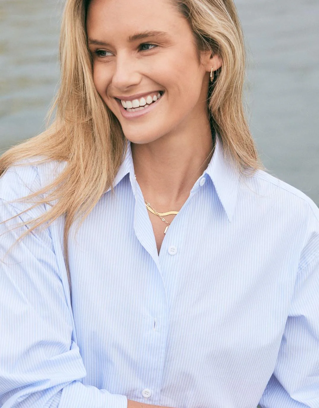 Hayley Classic Shirt - Blue Thin Stripe - Image 9