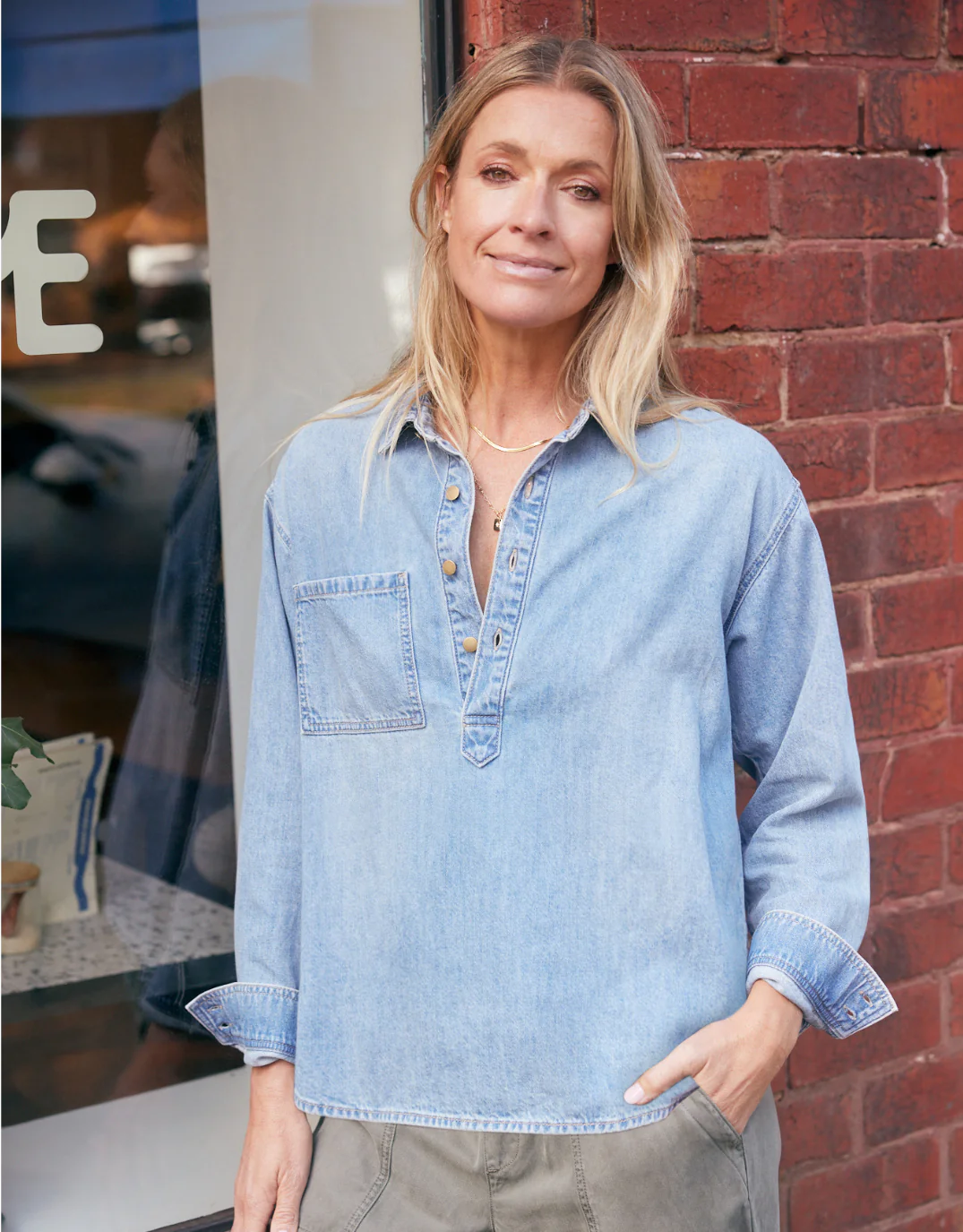 Henley Claudia Shirt - Mid Wash - Image 3