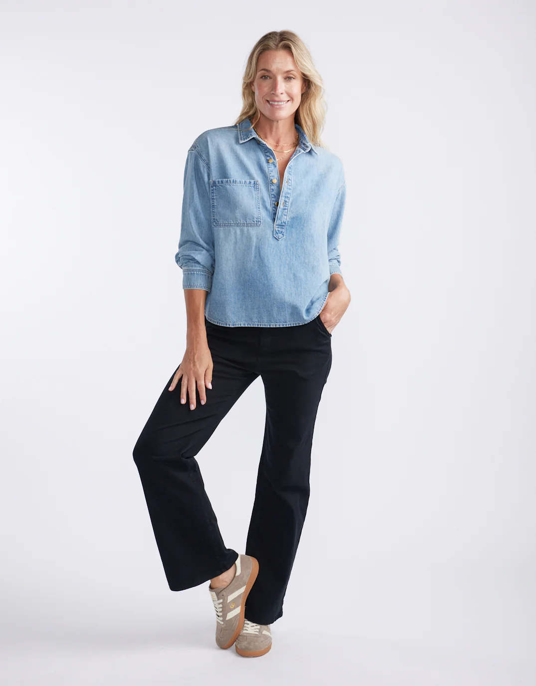 Henley Claudia Shirt - Mid Wash - Image 6