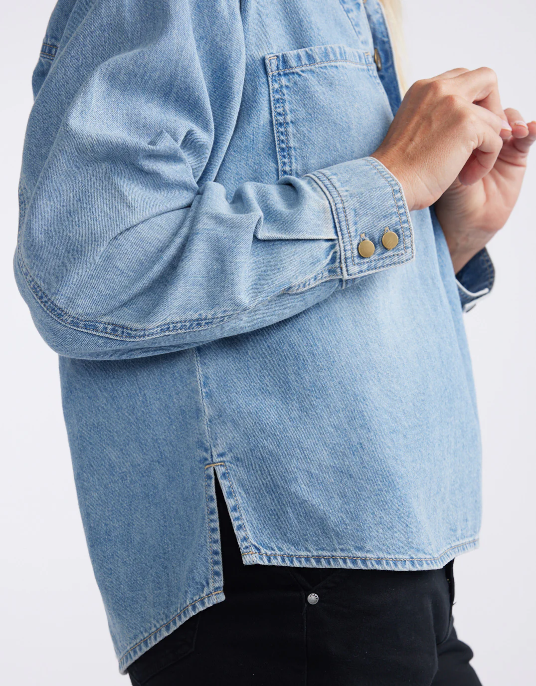 Henley Claudia Shirt - Mid Wash - Image 9