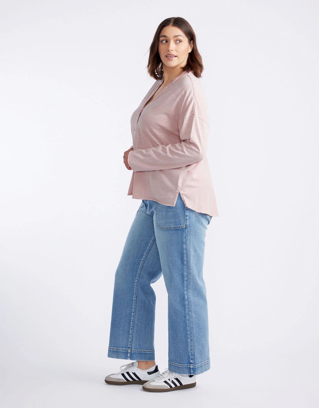 Henley Sunset Top - Dusty Pink - Image 6