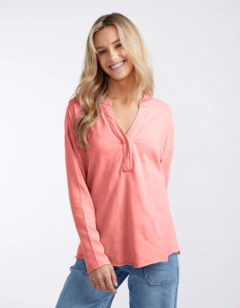 Henley Sunset Top - Melon - Image 2