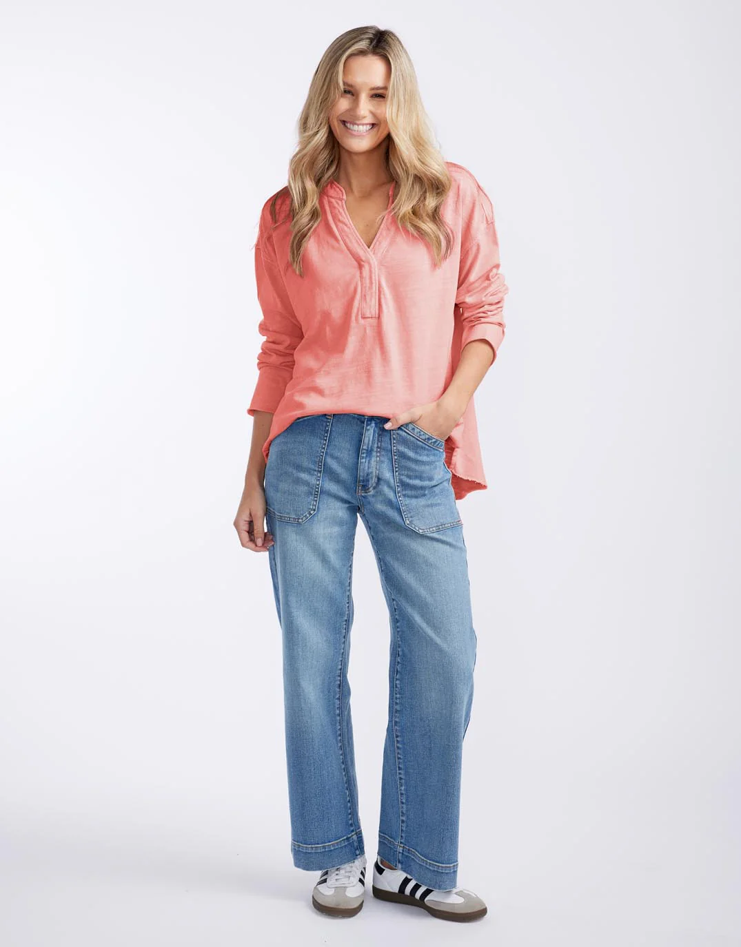 Henley Sunset Top - Melon - Image 4