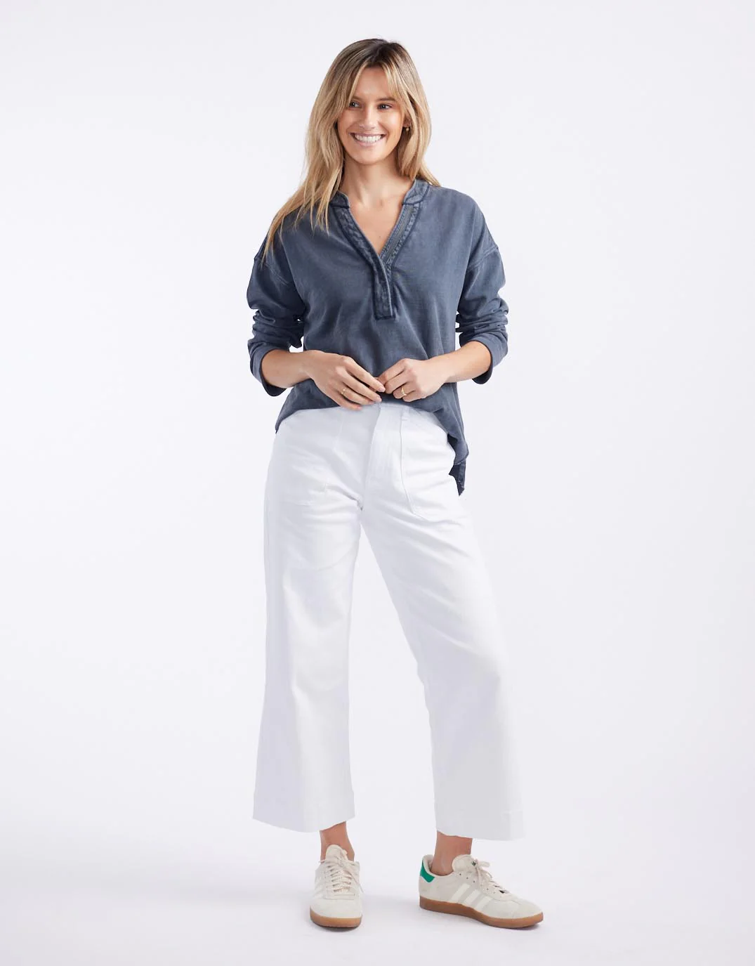Henley Sunset Top - Washed Navy - Image 7