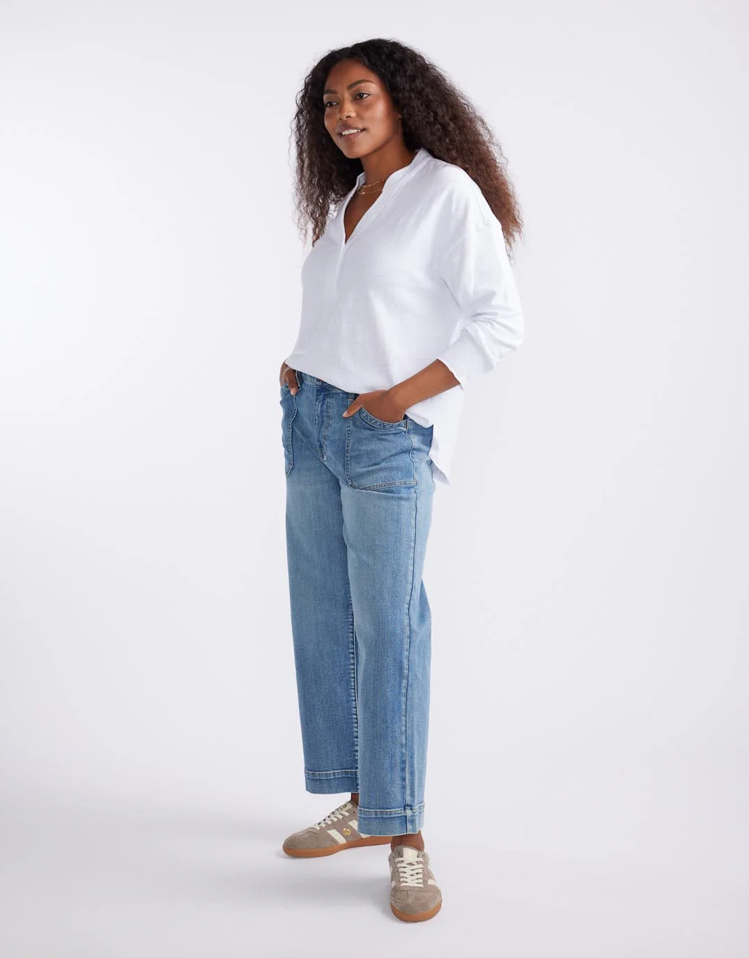 Henley Sunset Top - White - Image 3
