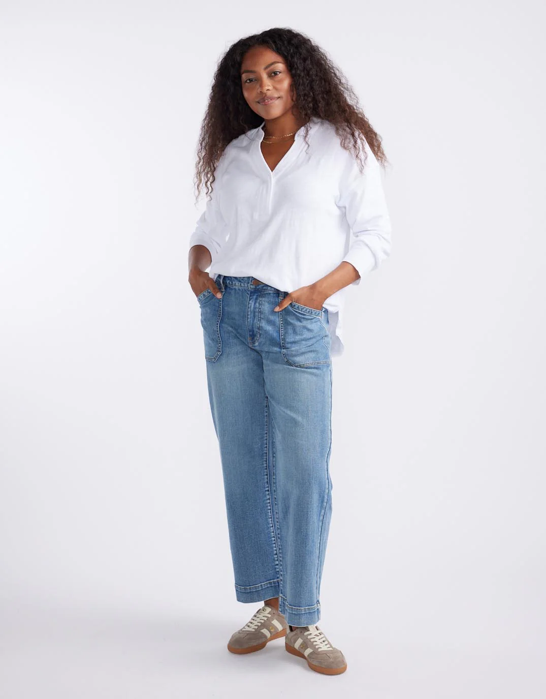 Henley Sunset Top - White - Image 4