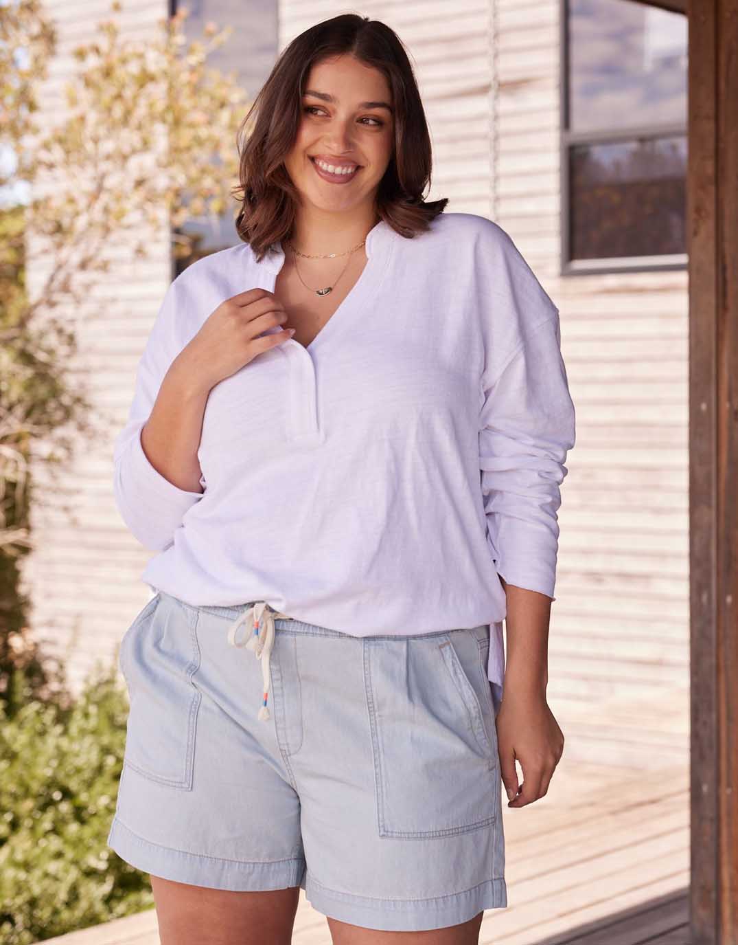 Henley Sunset Top - White - Image 6