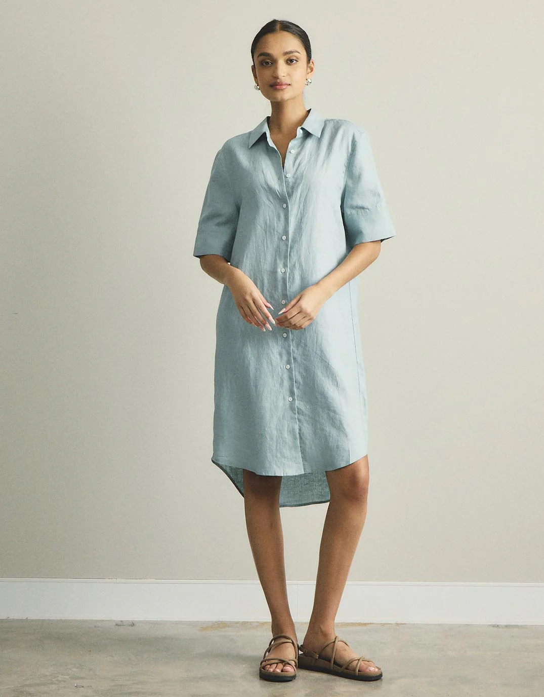 Hettie Linen Shirt Dress - Sage - Image 6