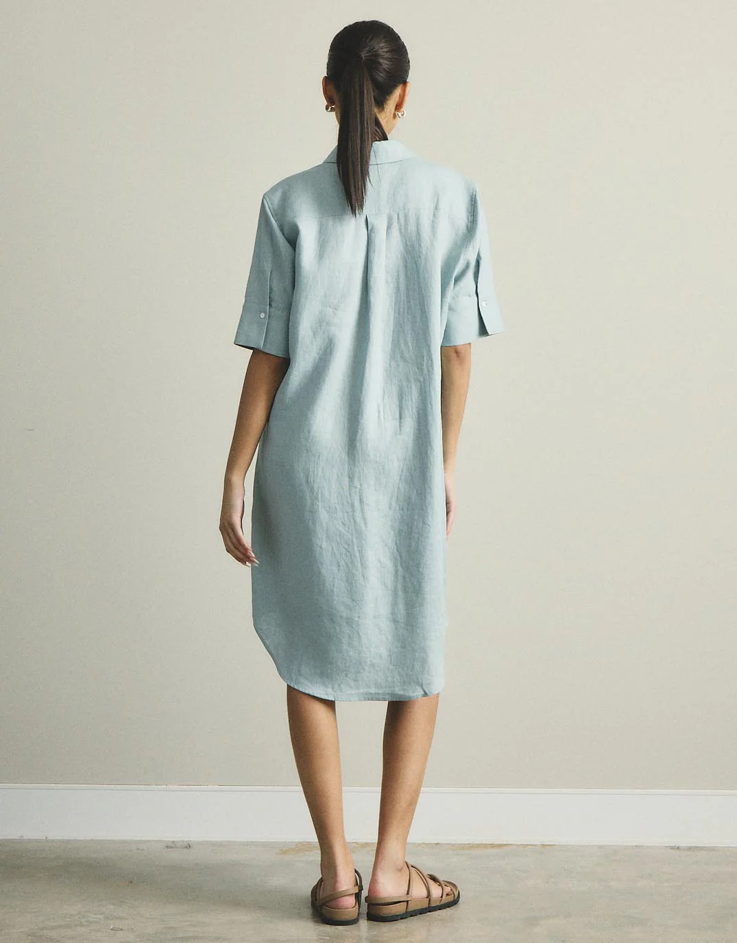 Hettie Linen Shirt Dress - Sage - Image 8
