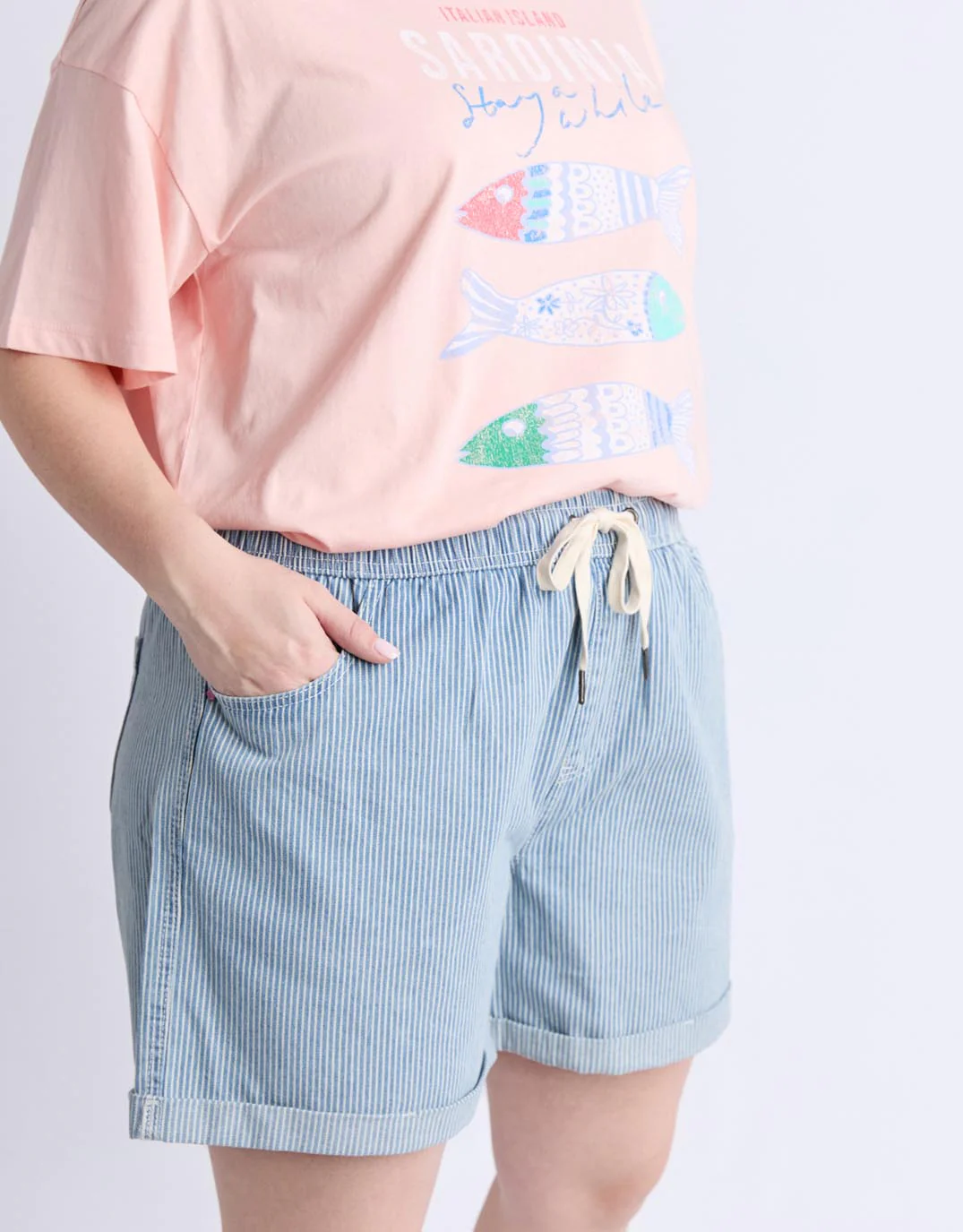 Holly Stripe Short - Blue & White Stripe - Image 9