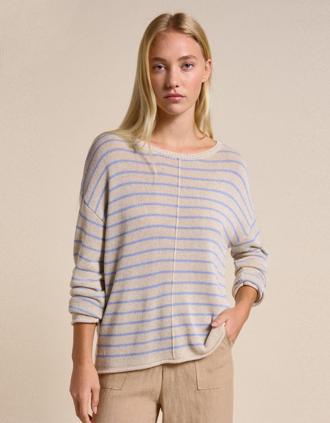 Indi Knit - Natural/Blue