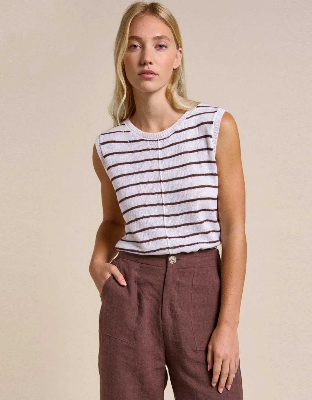 Indi Tank - White/Chocolate