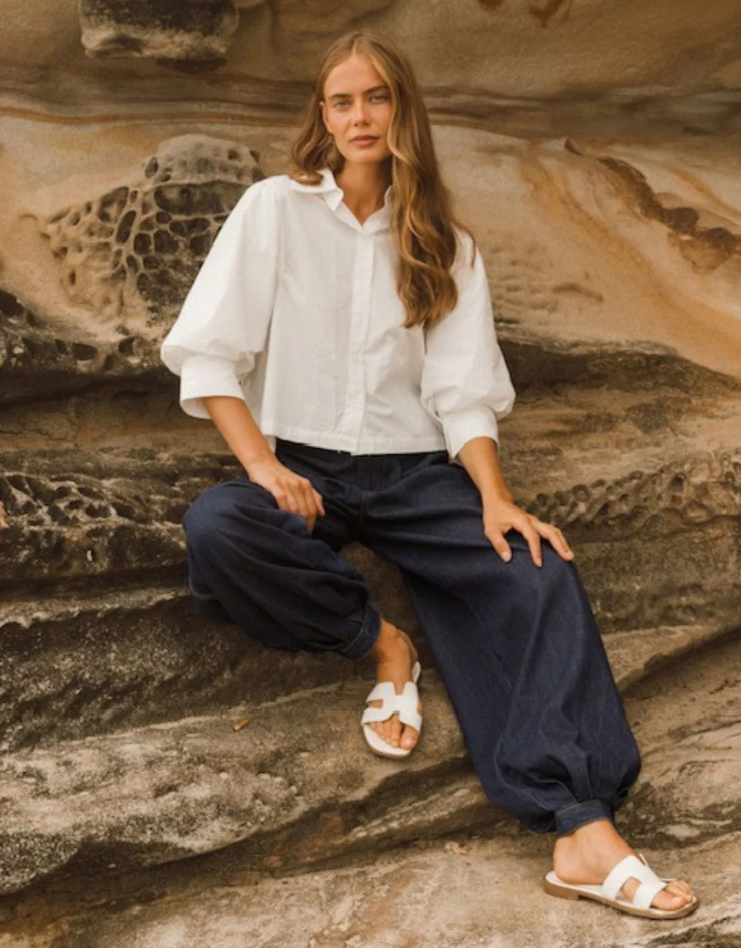 Iria Cropped Cotton Shirt - White - Image 2