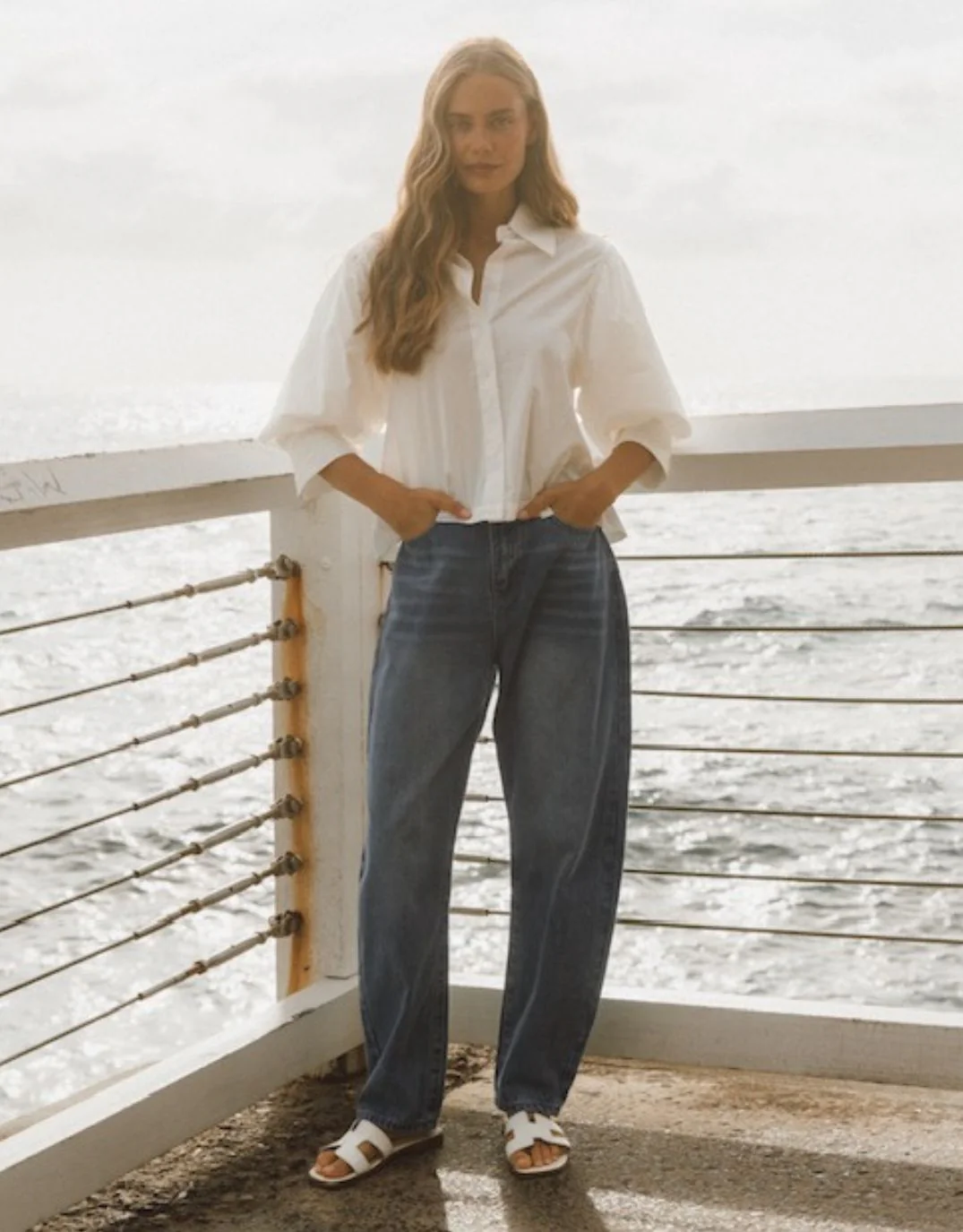 Iria Cropped Cotton Shirt - White - Image 5