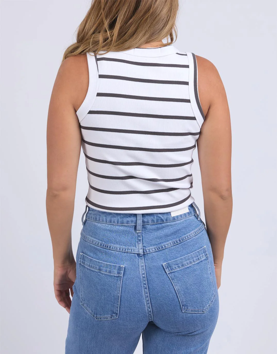 Iris Stripe Tank - White with Charcoal Stripe - Image 5