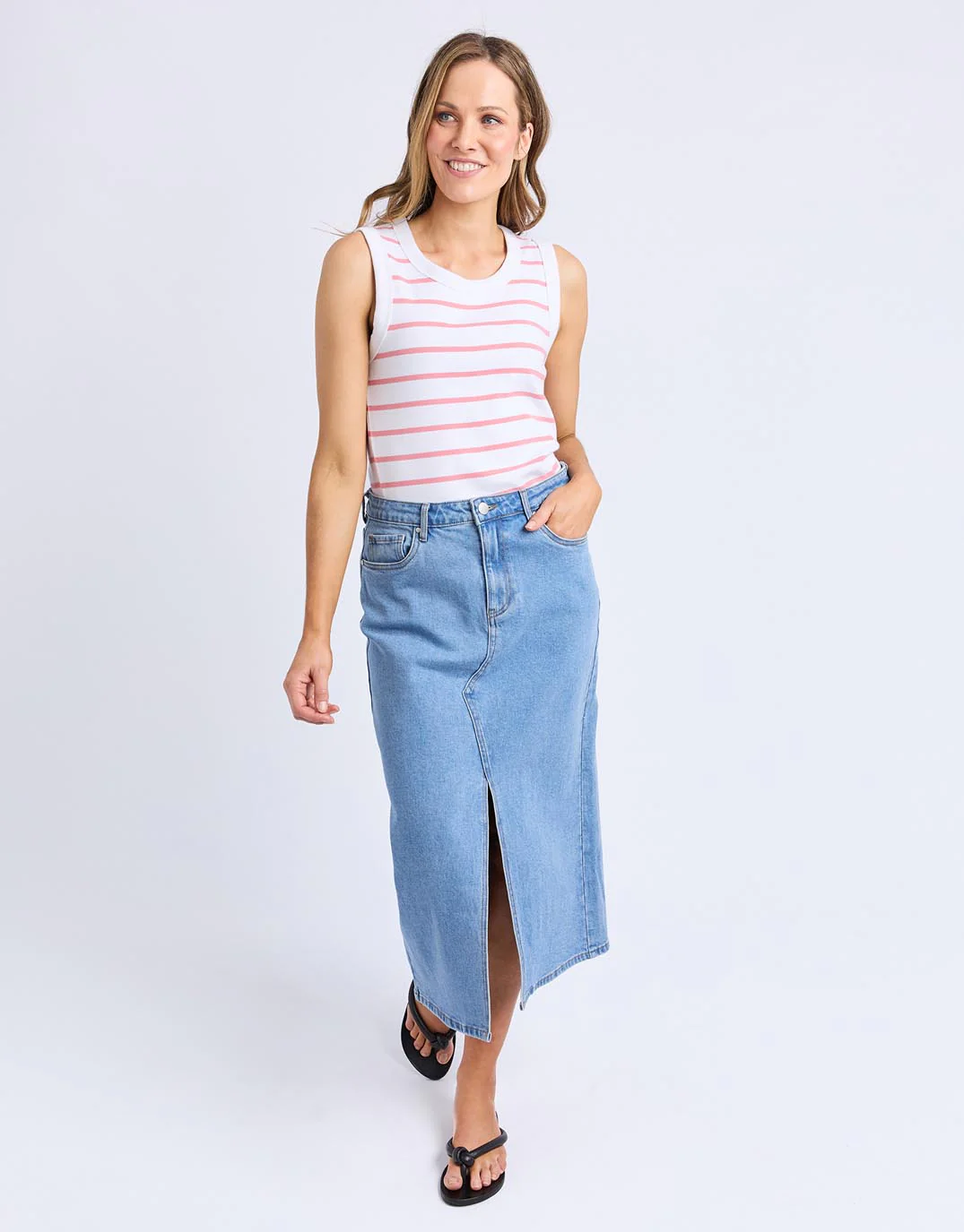 Iris Stripe Tank - White with Rose Stripe - Image 2