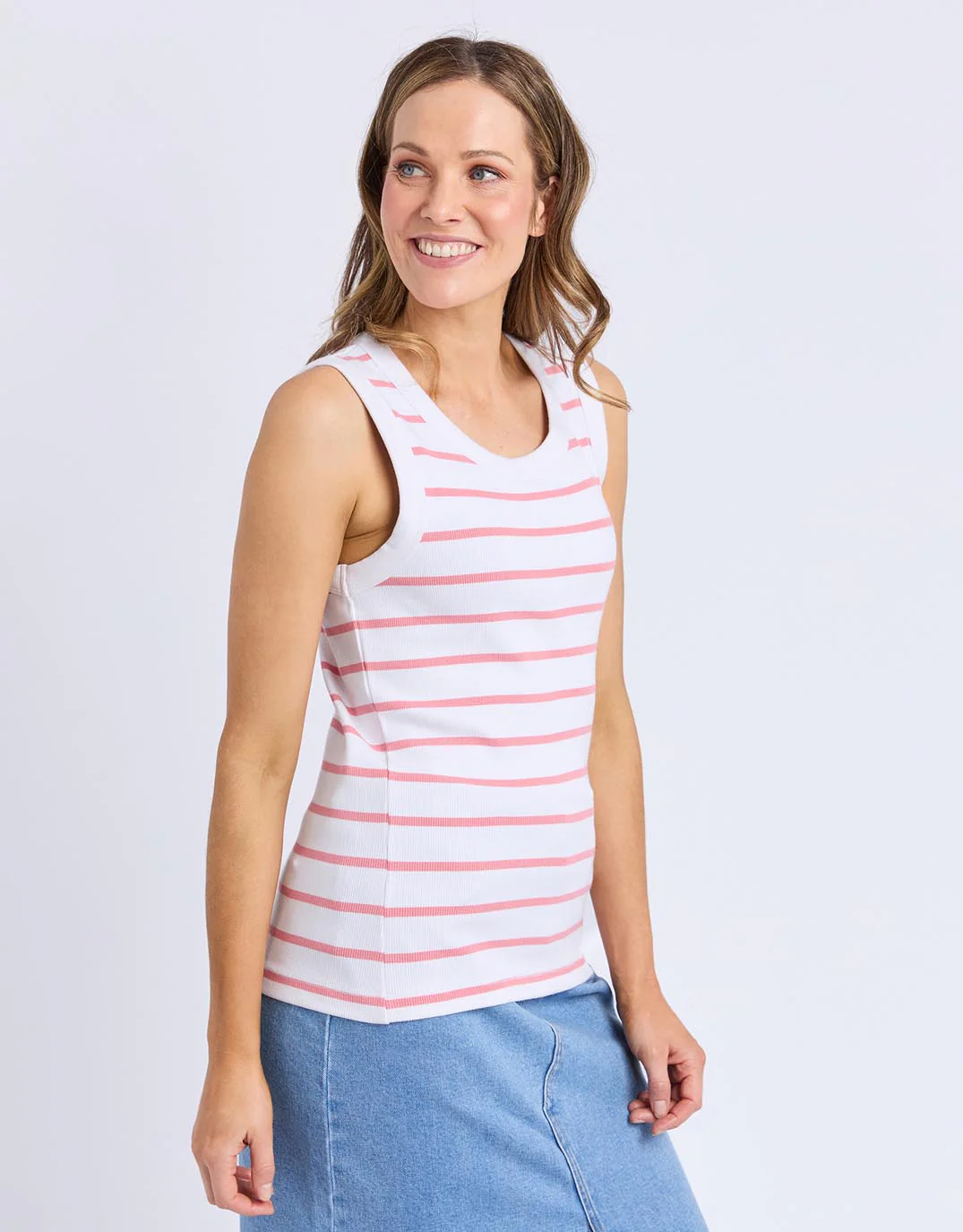 Iris Stripe Tank - White with Rose Stripe - Image 5