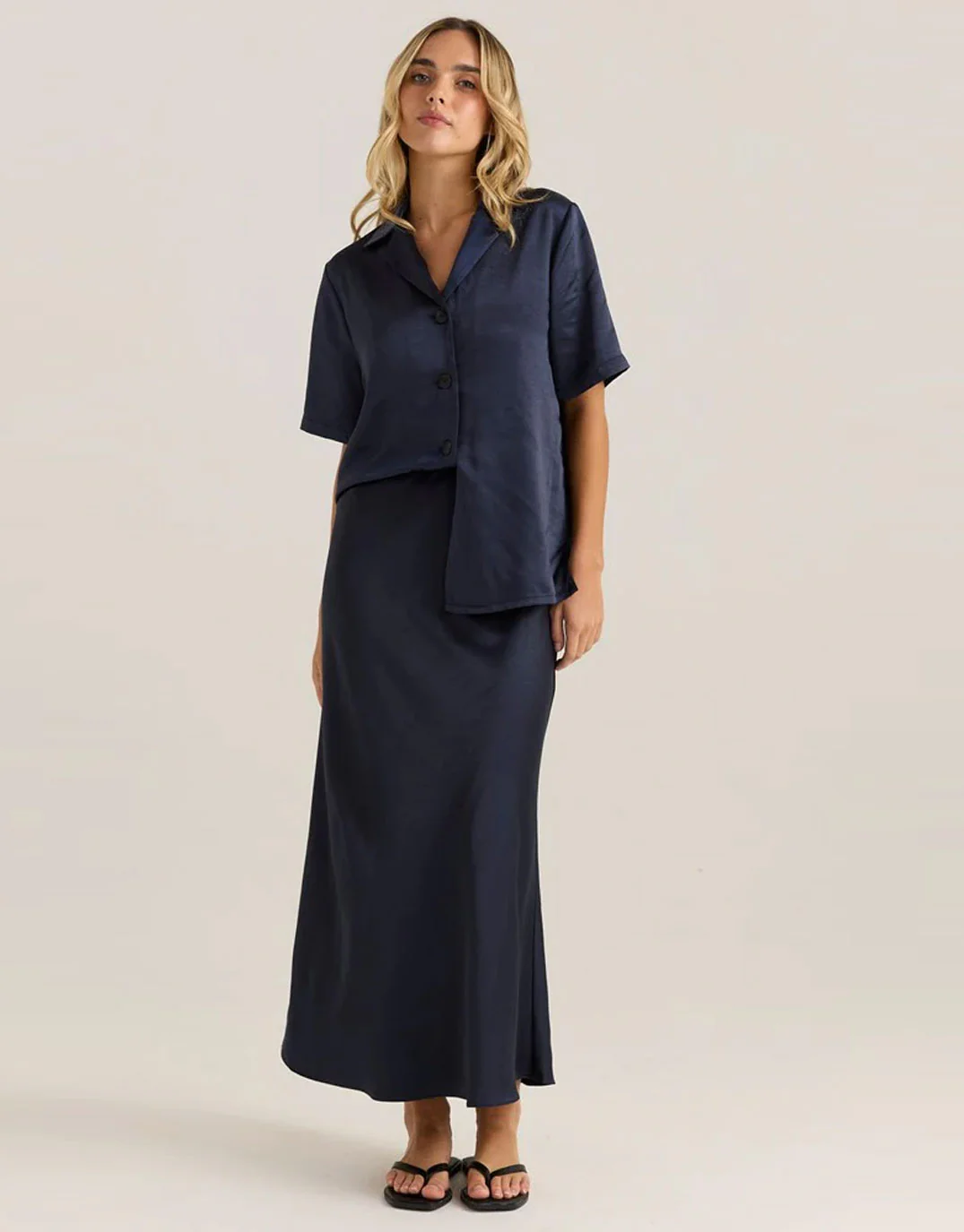 Jasper Slip Skirt - Navy - Image 3