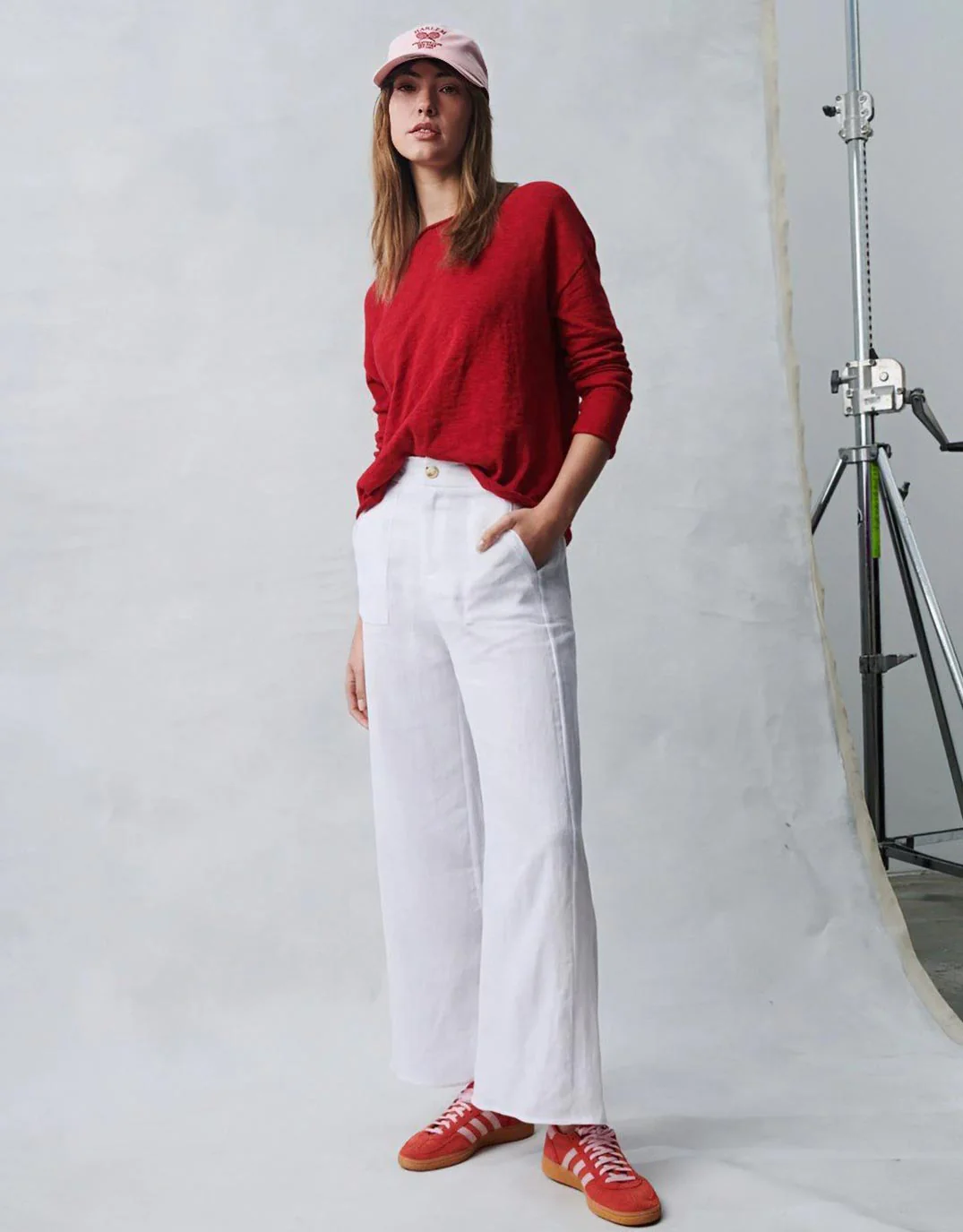 Jude Wide Leg Linen Pants - White - Image 3