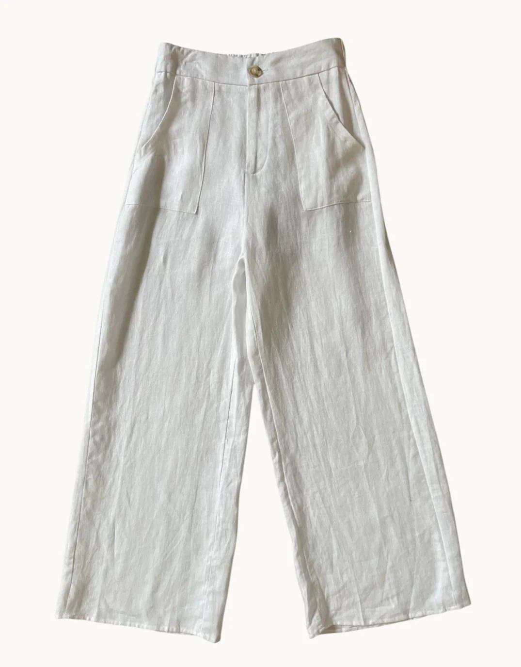 Jude Wide Leg Linen Pants - White - Image 6