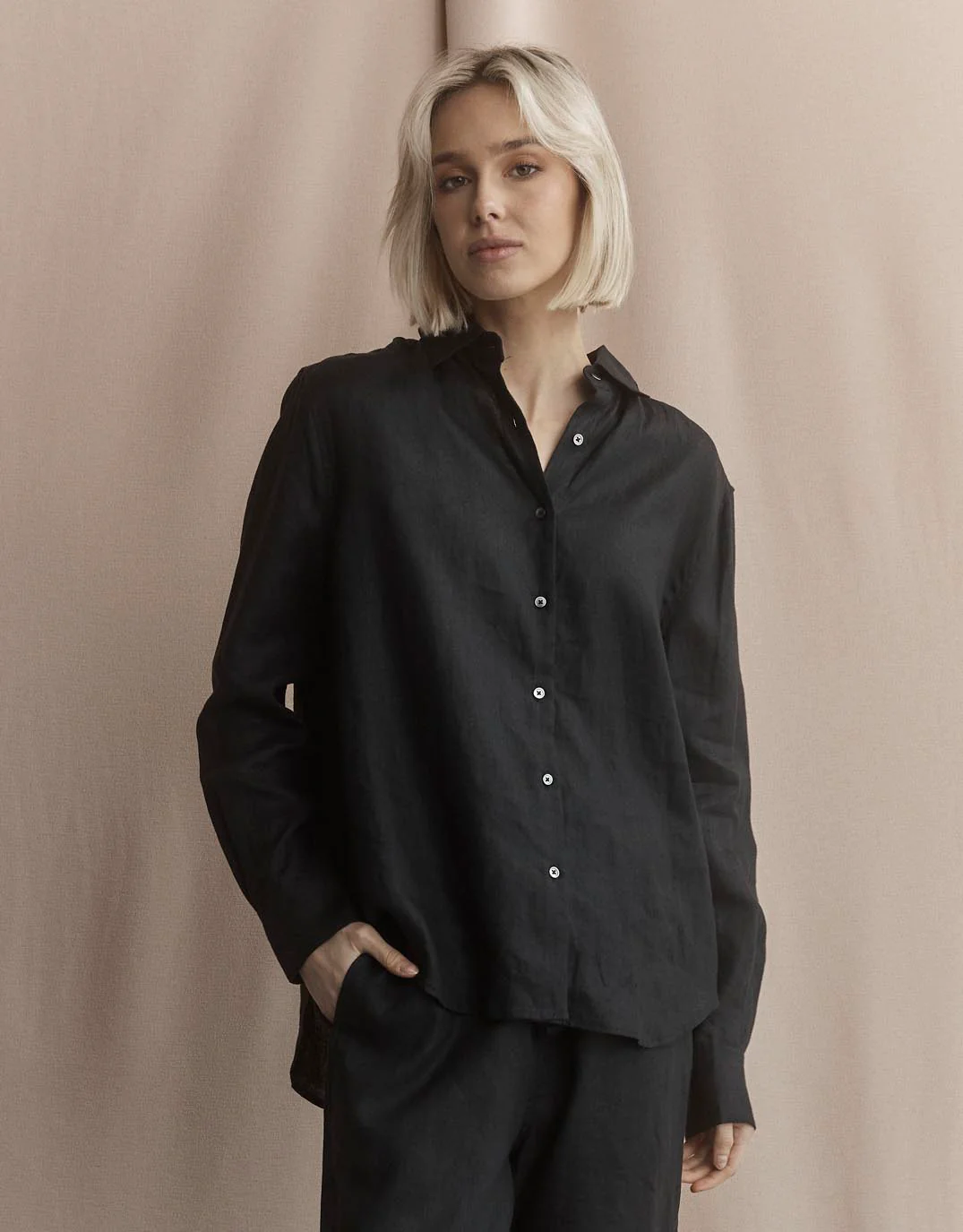 Katie Linen Shirt - Black - Image 4