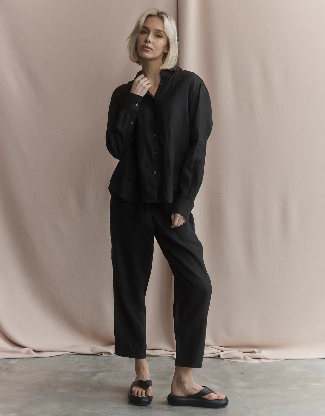 Katie Linen Shirt - Black - Image 5