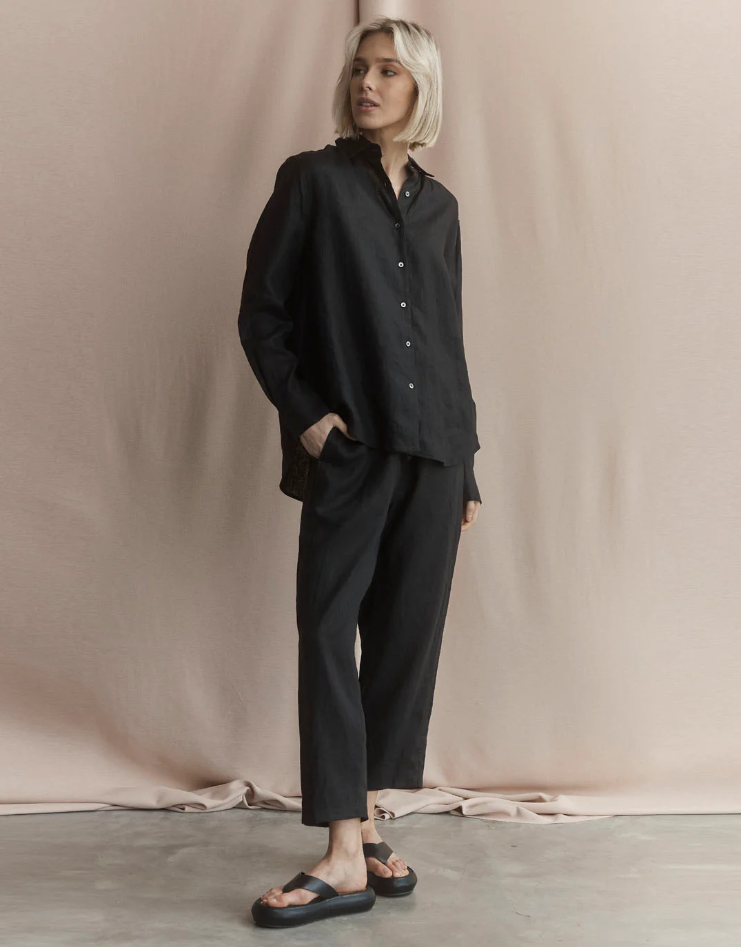 Katie Linen Shirt - Black - Image 6