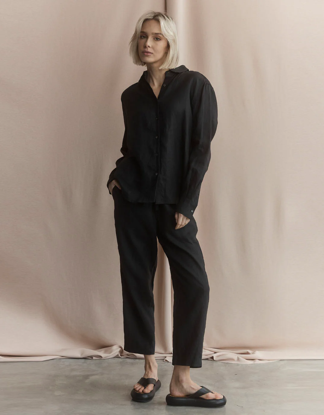 Katie Linen Shirt - Black - Image 7