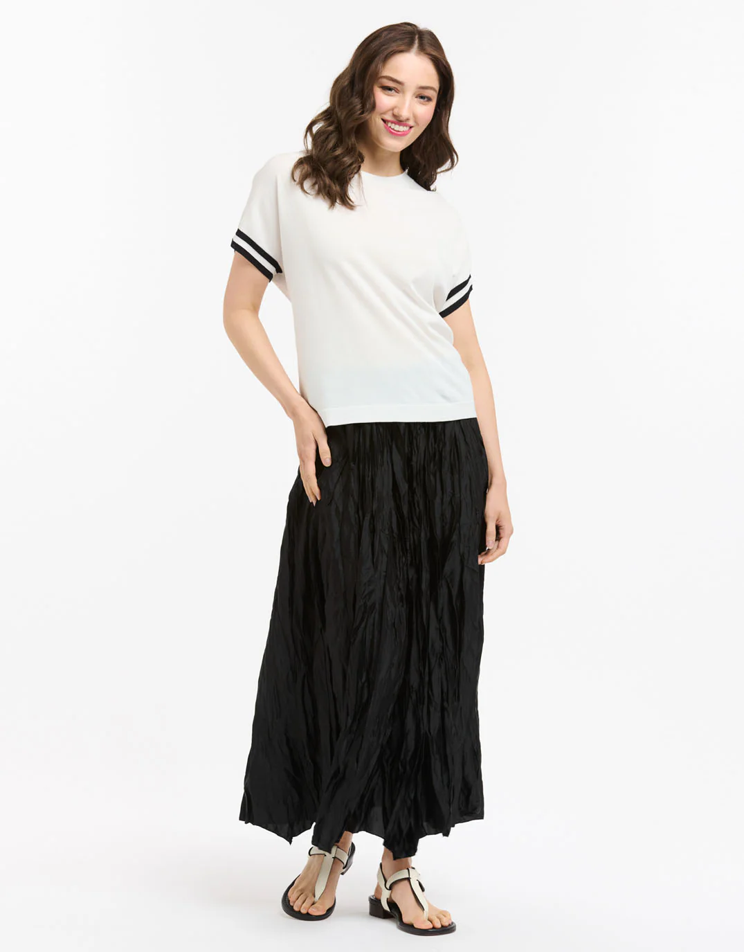 Knit Top Stripe Cuff - White - Image 3