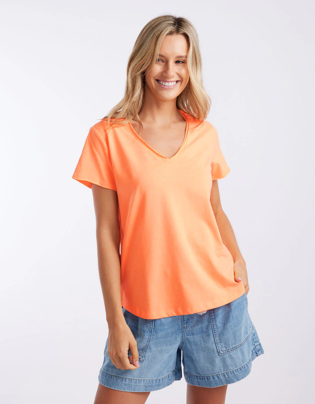 La Vacanza Vee Neck Tee - Citrus - Image 3
