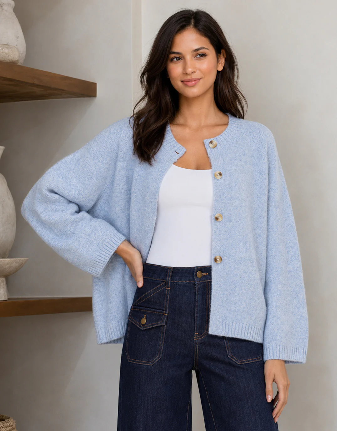 Lennox Long Sleeve Cardi - Powder Blue