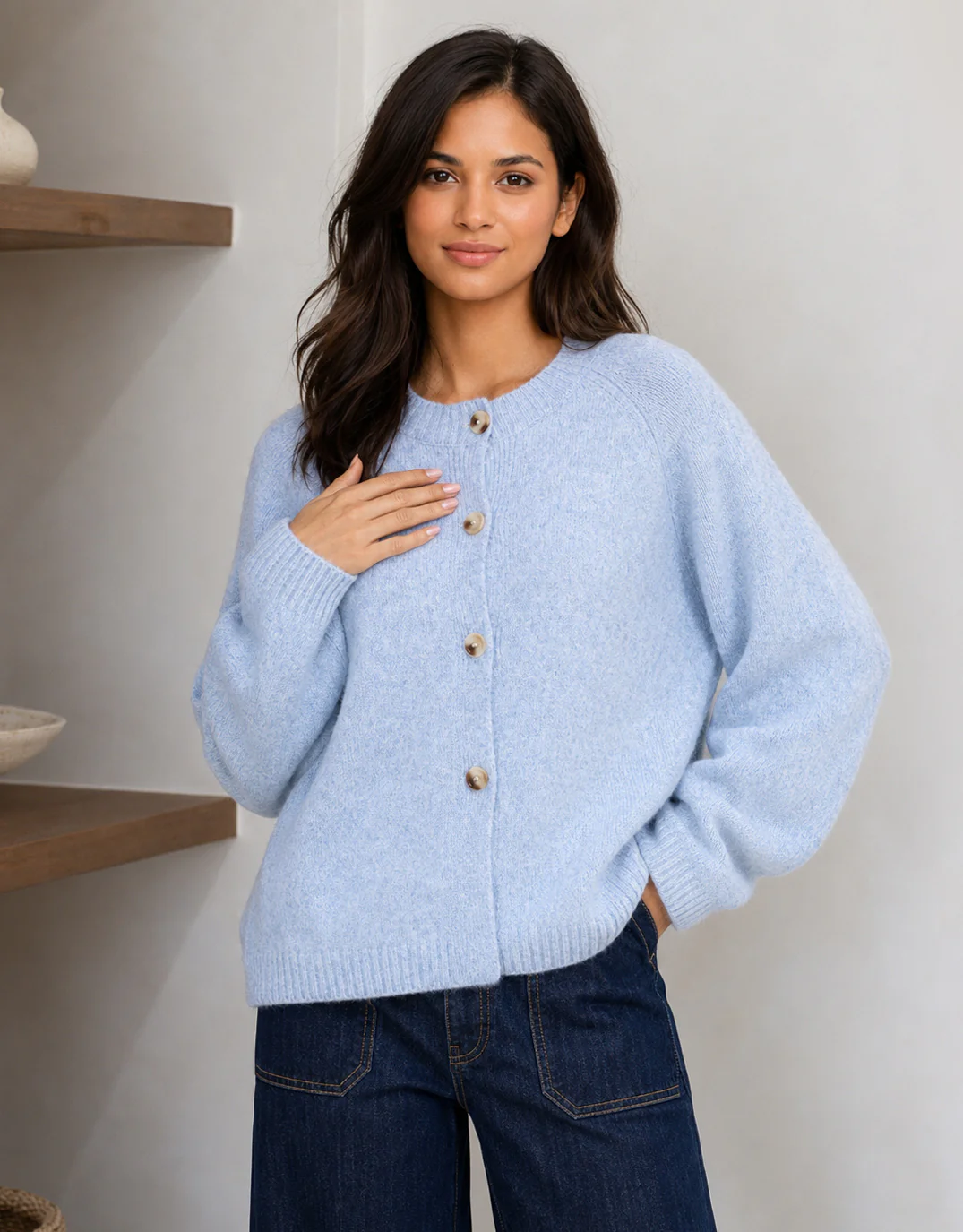 Lennox Long Sleeve Cardi - Powder Blue - Image 2