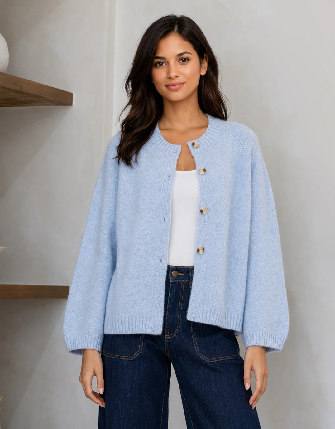 Lennox Long Sleeve Cardi - Powder Blue - Image 3